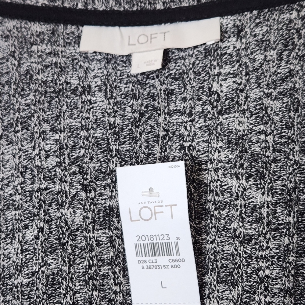Ann Taylor Loft Chic Marled Neutral Career Open Front Cardigan Size L - Picture 5 of 9